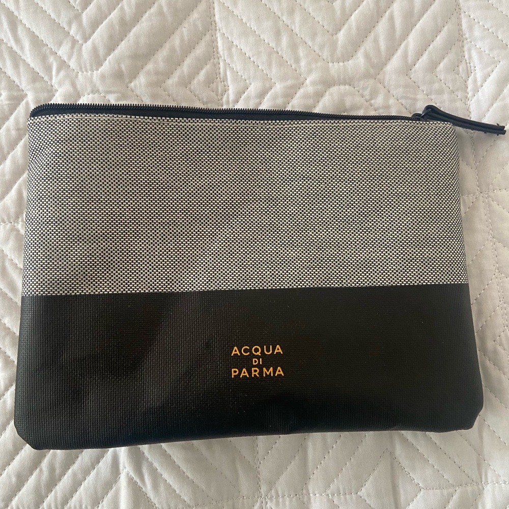 Acqua Di Parma Black and Gray Toiletry Bag with Sleek Design 8 1/4 x 6 inches